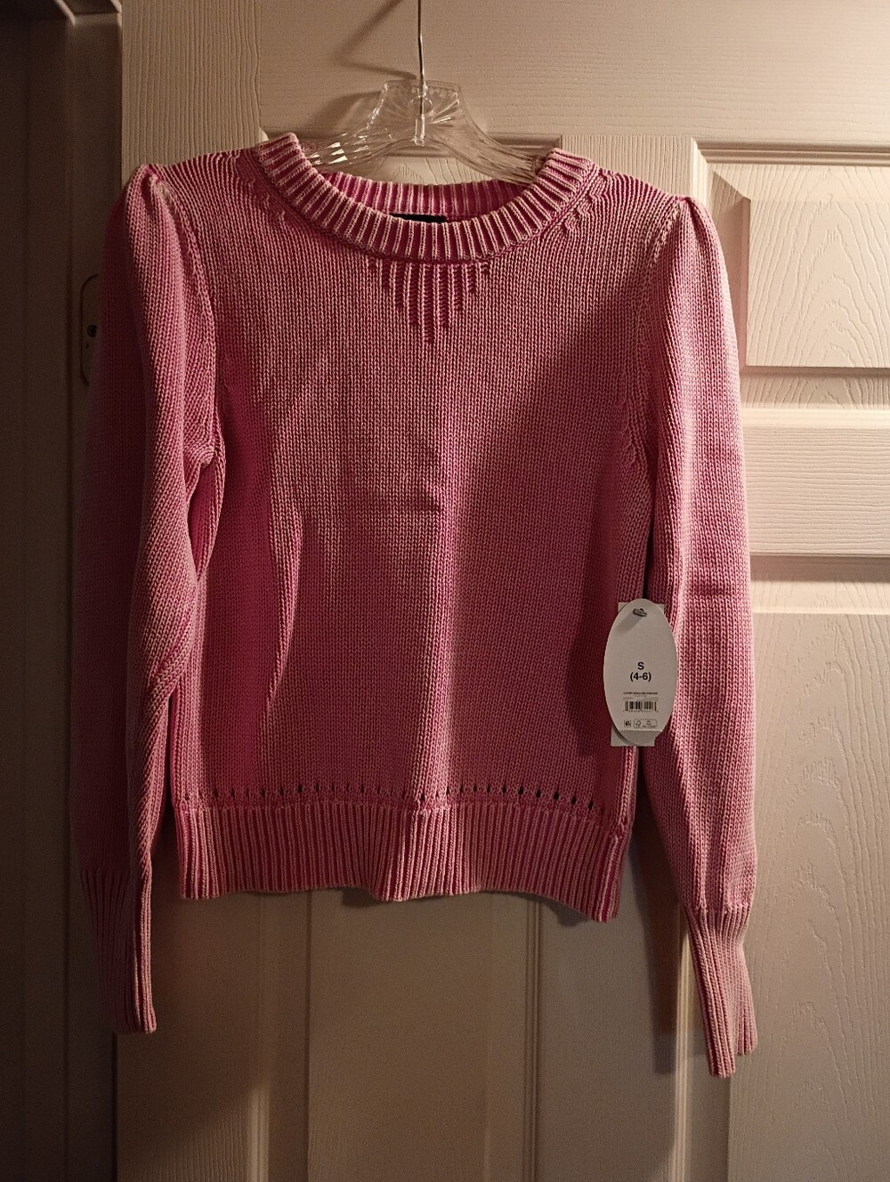 NWT Scoop Women’s Pink Crewneck Cotton Sweater - Classic Knit Pullover